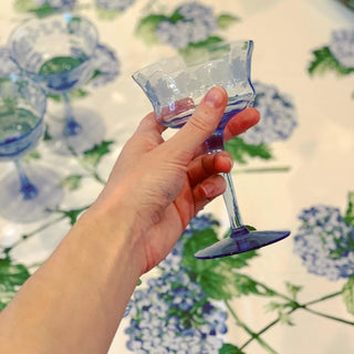 Periwinkle Floral-Etched Depression Glasses (Set of 6)
