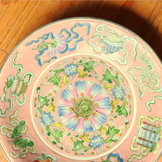 Large Pastel Pink Chinoiserie Bowl