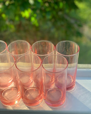 Midcentury Pastel Pink Tumblers (Set of 7)