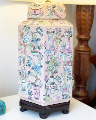 Pink Pastel Chinoiserie Lamps (Set of 2)