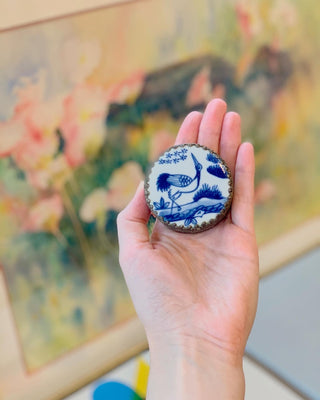 Blue & White Crane Shard Box