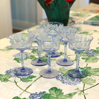 Periwinkle Floral-Etched Depression Glasses (Set of 6)