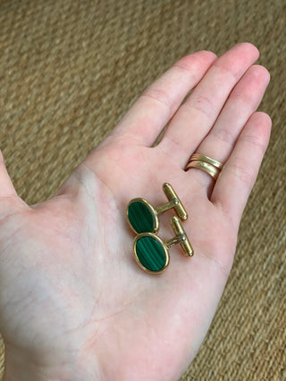 1980s Dior Malachite Cufflinks