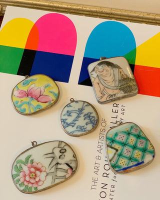 Colorful Chinese Shard Pendants (Set of 5)