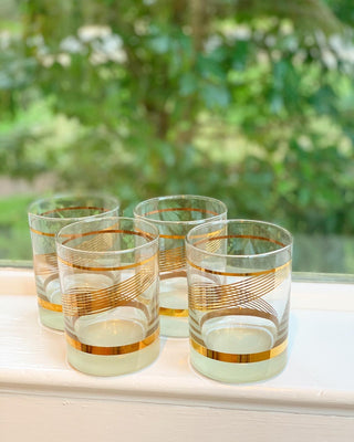22K Gold Swirl Old-Fashioned Glasses (Set of 4)