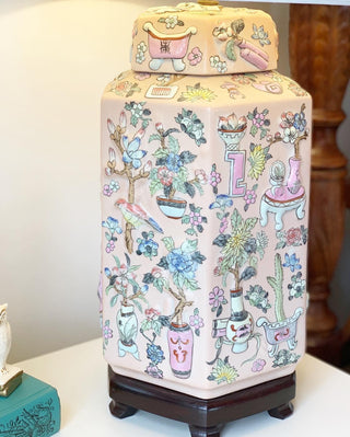Pink Pastel Chinoiserie Lamps (Set of 2)