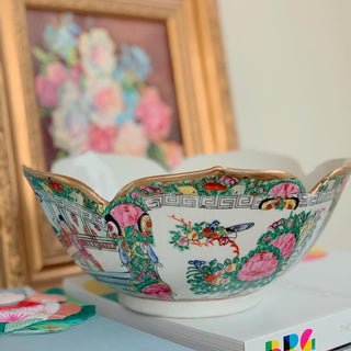 Rose Medallion Lotus Bowl