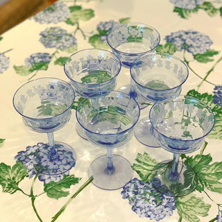 Periwinkle Floral-Etched Depression Glasses (Set of 6)