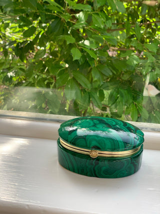 Oval Malachite Trinket Box