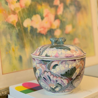 Pastel Ginger Jar with Foo Dog Finial