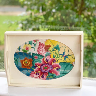 Tobacco Leaf Needlepoint Tray (1980)