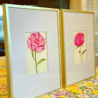 Trio of Pink Peony Watercolors by Catherine White