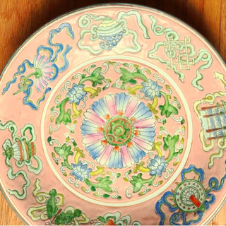 Large Pastel Pink Chinoiserie Bowl
