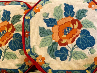 Pair of Camellia Needlepoint Pillows
