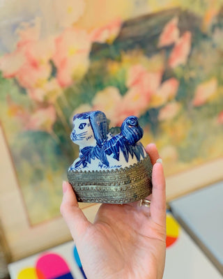 Blue & White Spaniel Shard Box