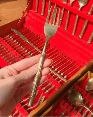 Gold Bamboo Flatware Set with Case