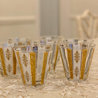 Gold & White Scroll Double Old-Fashioned Glasses (Set of 7)