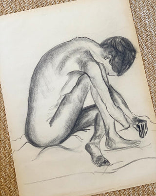 "Crouching Female Nude Study #4" by Curtis