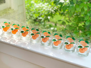 1980s Peach Fruit Juice Glasses (Set of 4)