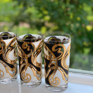 22K Pasinski Black & Gold Highball Glasses (Set of 5)