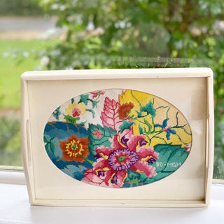 Tobacco Leaf Needlepoint Tray (1980)