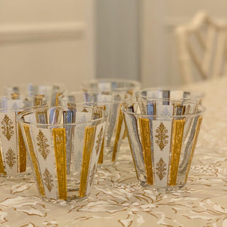 Gold & White Scroll Double Old-Fashioned Glasses (Set of 7)