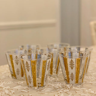Gold & White Scroll Double Old-Fashioned Glasses (Set of 7)