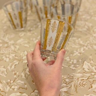 Gold & White Scroll Double Old-Fashioned Glasses (Set of 7)
