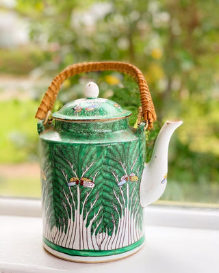 Bok Choy Teapot with Bamboo-Wrapped Handles & Lid