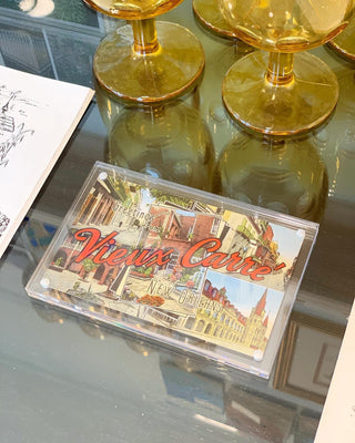 Vieux Carre, New Orleans Postcard in Lucite Frame (1953)