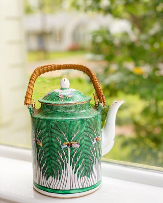 Bok Choy Teapot with Bamboo-Wrapped Handles & Lid
