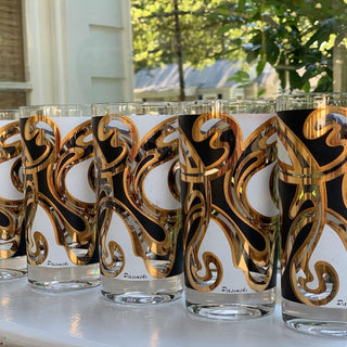 22K Pasinski Black & Gold Highball Glasses (Set of 5)