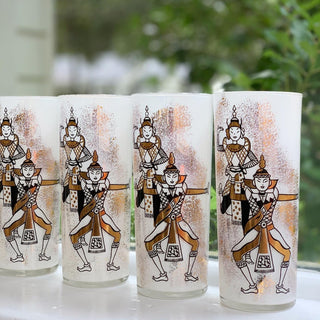 Midcentury Thai Dancer Glasses (Set of 4)